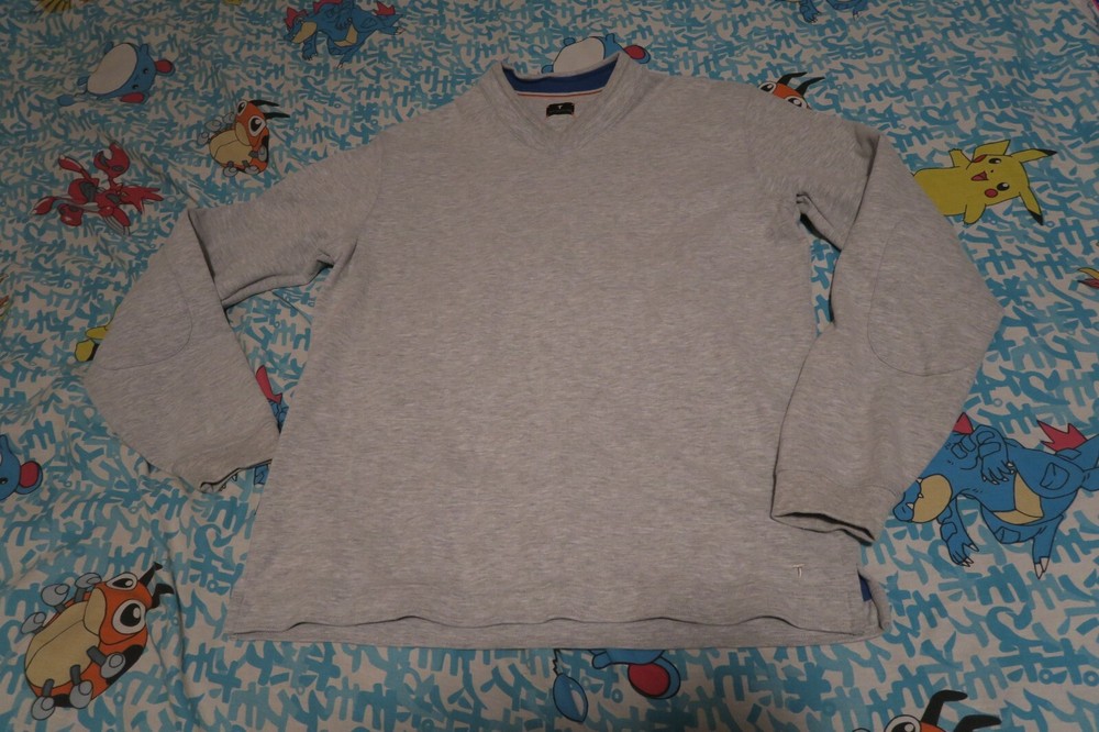 Left Coast Tee Cotton Long Sleeve V Neck Sweatshirt Men’s Medium Elbow Patches