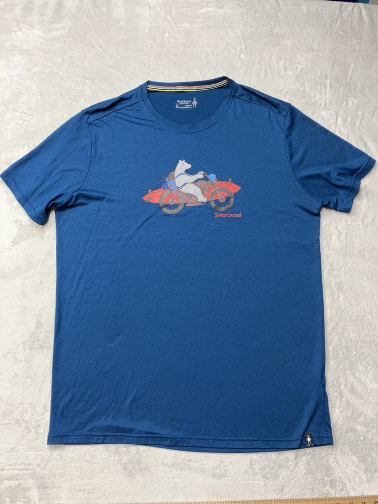Smartwool Merino Sport 150 T-Shirts Mens XL Merino Wool Blue Bear Graphic