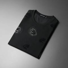 New Men Luxury Diamond Hands Rhinestones Fashion Black T-Shirt High Quality