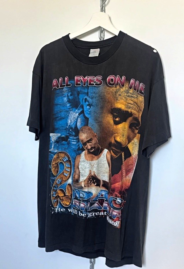2Pac All Eyes On Me Double-Sided Graphic Men’s Black XL Crewneck T-Shirt