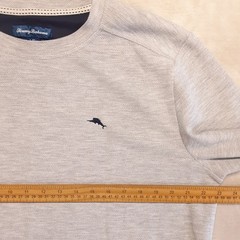 Tommy Bahama Mens Rayon Polyester Thermal Gray L Navy Marlin LS Crew ZTB97769