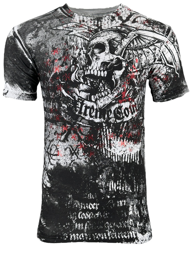 Xtreme Couture By Affliction Men’s T-shirt Combatant Skull Biker S-5XL