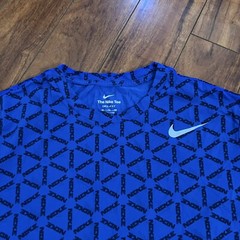 Nike T-Shirt Men Large Blue Short Sleeve Monogram Print Workout DJ5250-480 EUC