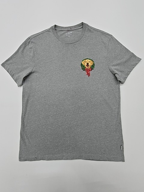J.Crew Mens T-Shirt Grey Dog Graphic Size M Regular Fit Cotton