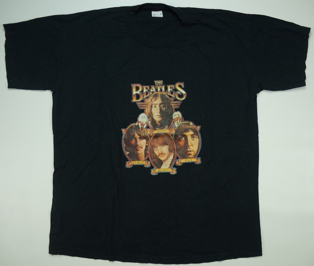 Rare VTG PRINCE The Beatles John Paul George Ringo Iron On T Shirt 70s 80s 2XL
