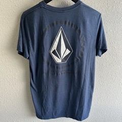 Volcom Men’s Medium Short Sleeve Graphic Tshirt Stone Logo Blue Crew Neck
