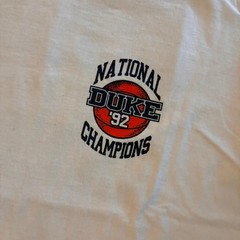 1992 Duke University National Champions white t-shirt with cool backhit Size L