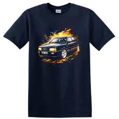 Audi 80 B2 Old Car Flame Burst T Shirt Classic Racing Auto Tee