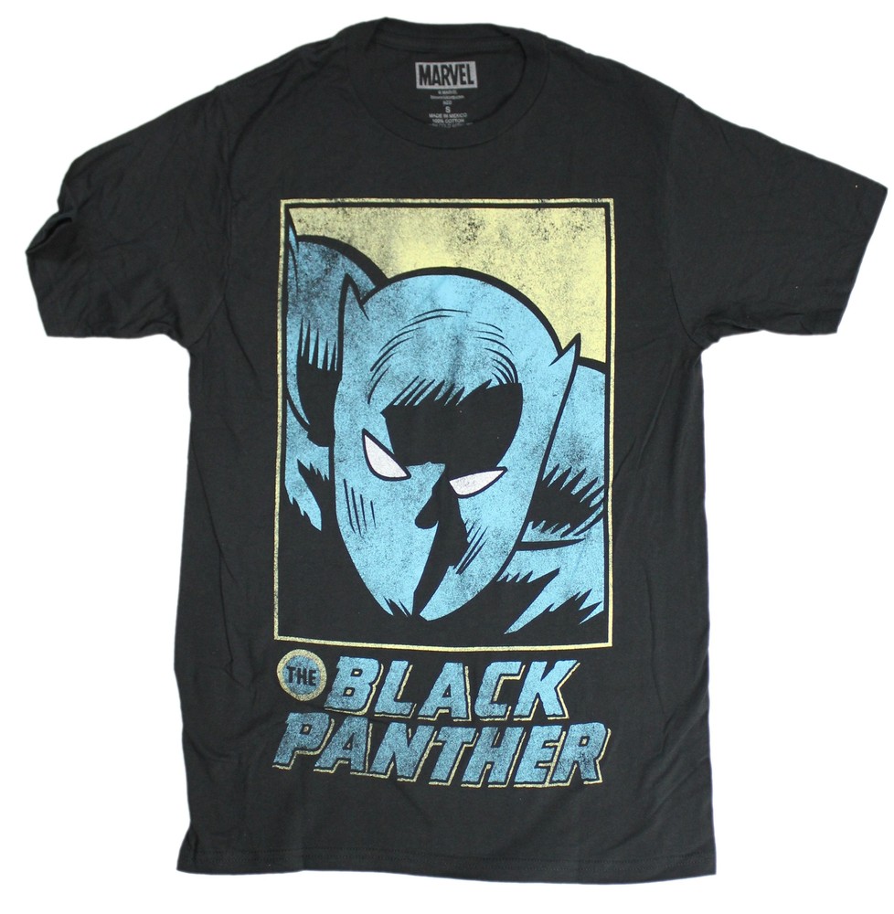 Black Panther New Adult T-Shirt – Distressed Comic Face Box