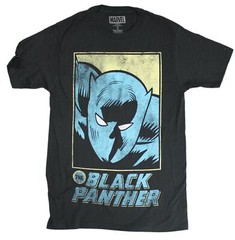 Black Panther New Adult T-Shirt – Distressed Comic Face Box