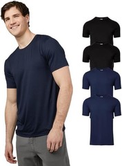 32 Degrees Mens 4 Pack Cool Crewneck T-Shirt Anti-Odor Quick Drying 4-Way