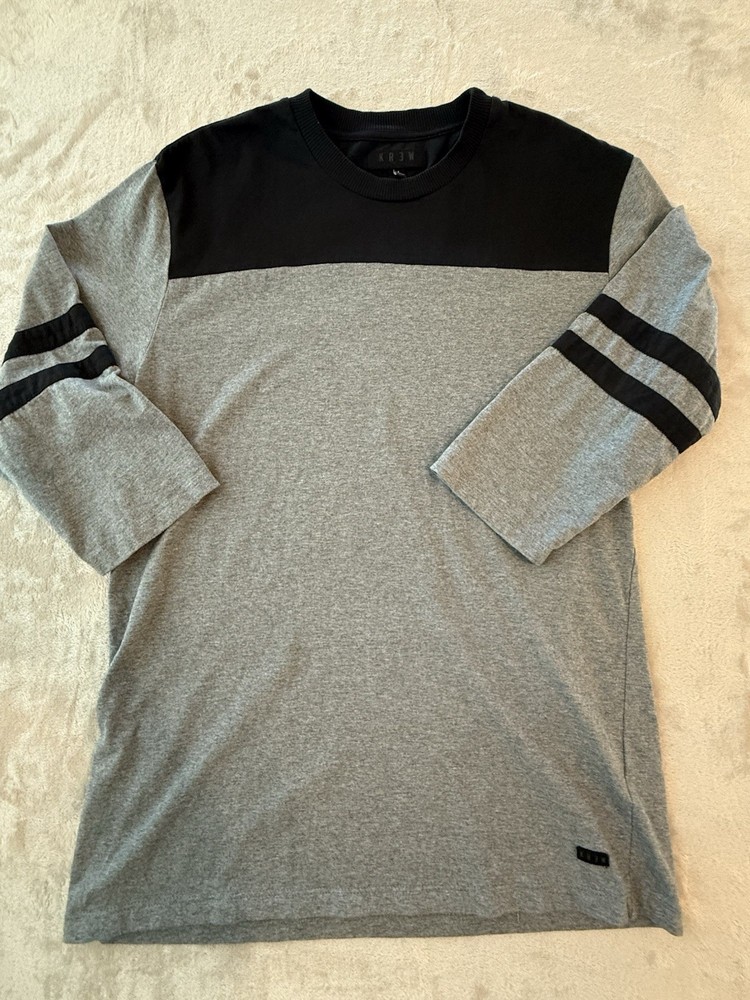 Krew Skateboarding Vintage Skater Mid Sleeve Shirt L Black Grey
