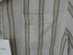 M&S MARKS & SPENCER ECRU MIX LINEN BLEND SHORT SLEEVE SHIRT SIZE L 41-43in CHEST