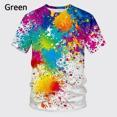 2026 Summer New Fashion Graffiti Paint 3D Printing Men’s Summer Round Neck Short
