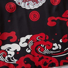 Niepce Men’s Demon Mask Kimono Graphic Lightweight Harajuku T-Shirt Cardigan