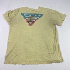 Columbia PFG Shirt Mens 2XL Yellow Performance Fishing Gear Short Sleeve Graphic