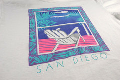 VTG 90s San Diego California Graphic Tee Large Single Stitch White Ocean View