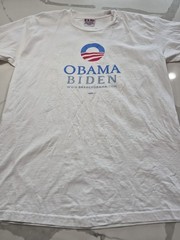 Vintage Obama Biden Bayside Heavyweight Unisex Cotton Shirt Size L Made In USA!