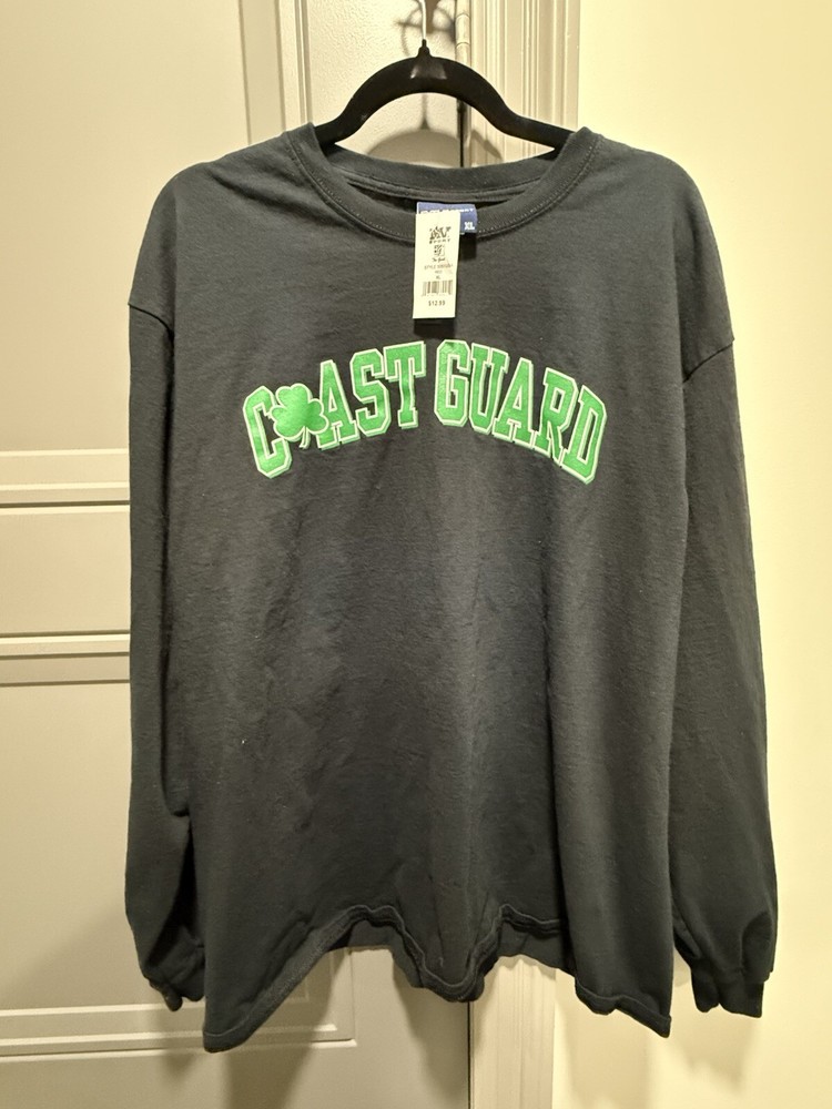 U.S. Coast Guard USCG Four Leaf Clover Black Long Sleeve T-Shirt – Size XL – NWT