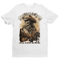 Outlaw Cowboy Skull Unisex T-shirt | Vintage Western Skeleton Horse Rider Shirt