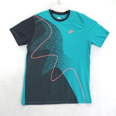 Nike T-Shirt Mens XL Teal Black Abstract Colorblock Embroidered Logo Crew Neck
