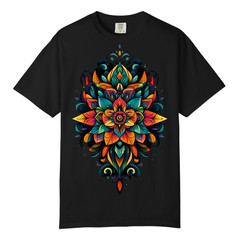 Boho Mandala Floral Abstract Art TShirts, Comfort Colors, Unisex Streetwear Tee