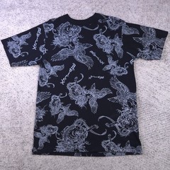 Avirex T-Shirt Mens Large Short Sleeve Graphic Tee AOP Metallic Silver Logo