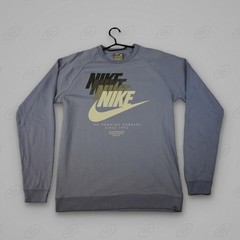 Nike Long Sleeve Tee Mens S Blue Spell Out Swoosh Crewneck Crew Neck
