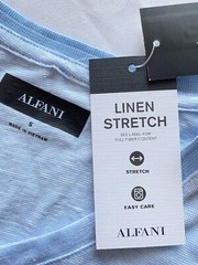 Alfani Mens Blue V-NeckT-Shirt Size S Lenin Stretch Easy Care