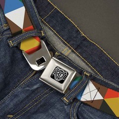 Seatbelt Belt – Geometric Triangle Blocks Multi Color – 1.0″ Wide – 20-36 Inc…