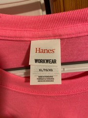 NEW WITHOUT TAGS LOT OF 6 UNISEX SIZE XL HANES SAFETY PINK POCKET T-SHIRTS
