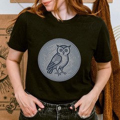Mosaic Owl T-Shirt | Geometric Blue Grey Wisdom Graphic Tee | Comfort Colors