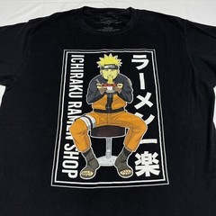 Naruto Anime T-Shirt Men’s Large Art Hipster Hip Hop Cartoon Martial Arts Black
