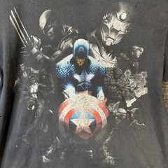 Marvel Avengers X-Men Mad Engine Graphic T-Shirt Mens XL Black Captain America