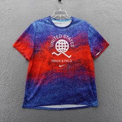 Nike Mens USATF United States Track & Field Dri FIT Shirt Red Blue Large NEW