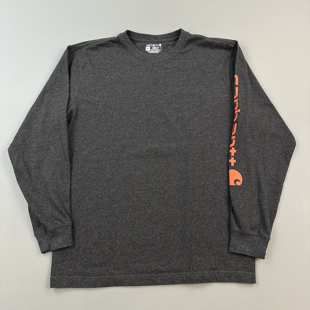 Carhartt Shirt Mens Medium Carbon Heather Long Sleeve Loose Fit Work Wear K231