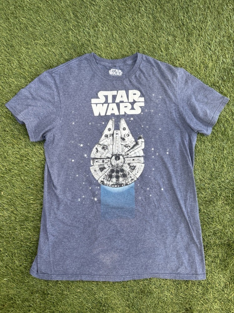 Disney Star Wars Mad Engine Millennium Falcon Blue Tshirt Mens Size Medium