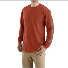Carhartt men’s Long Sleeve T-Shirt TK0231 Loose Fit Red Logo sleeve graphic XL