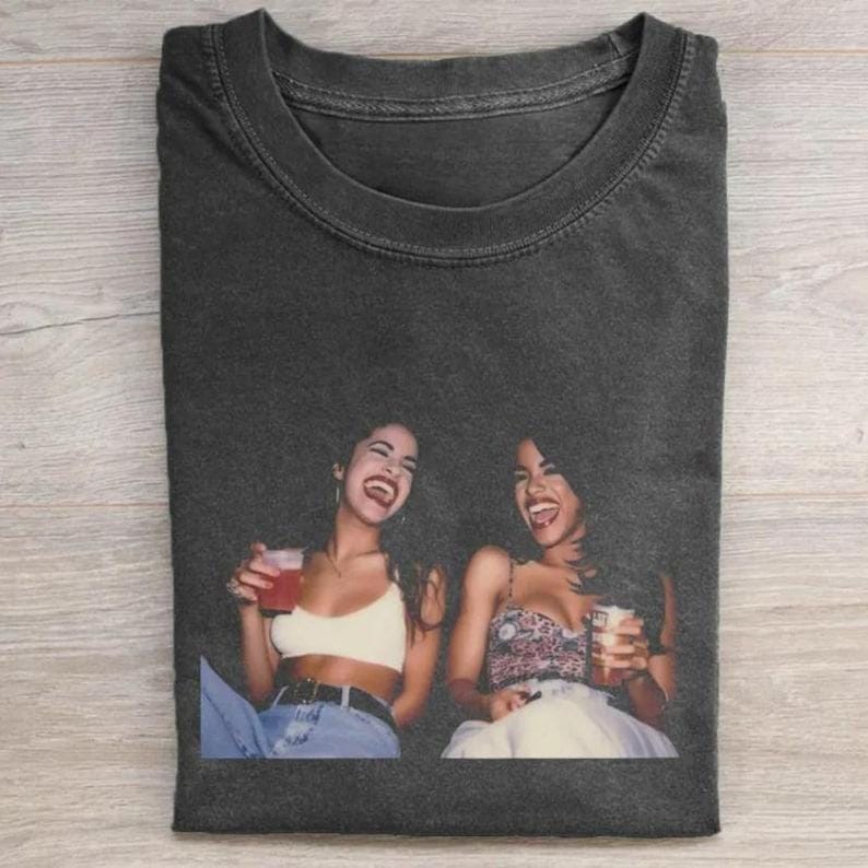 Vintage Selena And Aaliyah Shirt, 90s Retro Singer Tee, Music Band Shirt For Fan