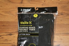 NIP Walls Working Man’s Pocket Tees S/S Cotton Rich – L – Black – 2 Pack