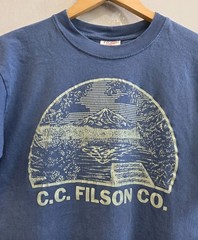 C.C. Filson Graphic Tee Shirt Blue Knit Hiking Mountain Fishing Men’s Size Small