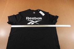 Reebok Mens 2XL Black White Identity Big Stacked Logo Short Sleeve T-Shirt NWT