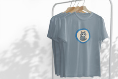 Blue Moon Grey Cat Illustration T-Shirt | Lunar Cat Graphic