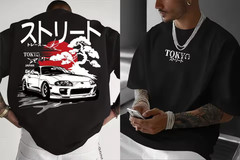 JDM Car T-Shirt Men Japanese Streetwear Tokyo Drift Graphic Tee Cotton Summer