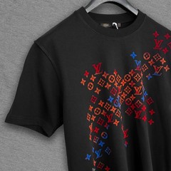 LV Black T-shirt with Velvet Colourful Spread Mono – Size 2XL – Tariff Paid