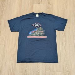 Port & Company Mens Medium American Freedom Train 250 Graphic T-Shirt Navy Blue