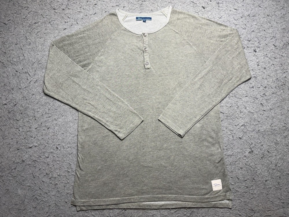 Shore Shirt Mens XL Green Long Sleeve Henley Cotton Rayon Polyester Made In USA