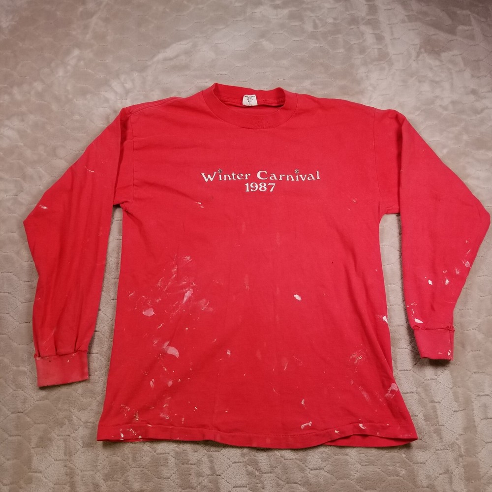 VTG 1987 Winter Carnival Shirt Sz Lg Greek Formal Party Pi Kappa Alpha PAINTED