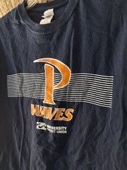 Pepperdine Waves Malibu Navy Blue And Orange Tshirt M