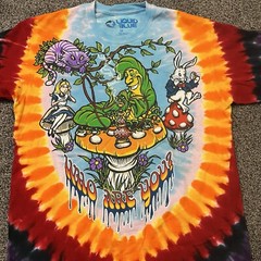 Liquid Blue 2014 Men T Shirt Alice In Wonderland We’re All Mad Here Tie Dye Sz M